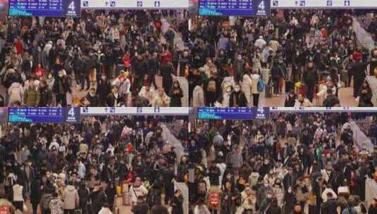 春运北京西站进站乘车的乘客高清在线视频素材下载