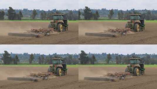农机作业拖拉机耕作旱地高清在线视频素材下载