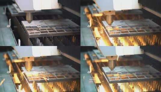工厂激光切割雕刻金属特写镜头高清在线视频素材下载