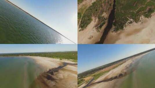 FPV穿越机航拍大海海滩海岸海浪阳光沙滩高清在线视频素材下载