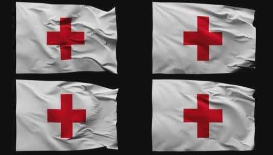 红十字旗帜2K高清在线视频素材下载