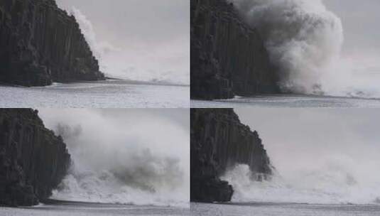 雷尼斯兰加海滩，冰岛，海浪，粉碎高清在线视频素材下载