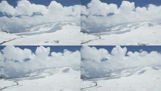 青海拉脊山雪山航拍视频高清在线视频素材下载