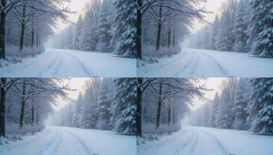 寒冬森林雪景4k舞台粒子活动背景高清在线视频素材下载