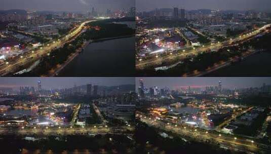 深圳欢乐海岸·香港大学深圳医院夜景高清在线视频素材下载