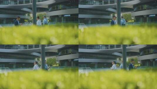 写字楼外人物交流场景高清在线视频素材下载