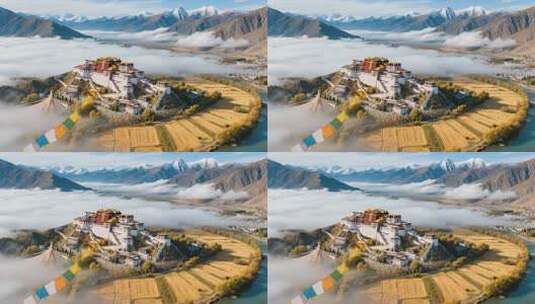 拉萨布达拉宫航拍全景高清在线视频素材下载