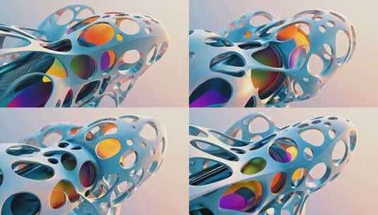 3D渲染抽象孔洞结构素材高清在线视频素材下载
