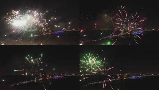 夜空绽放的绚烂烟花高清在线视频素材下载