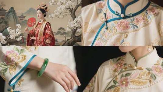 典雅婚礼与传统婚纱造型展示高清在线视频素材下载