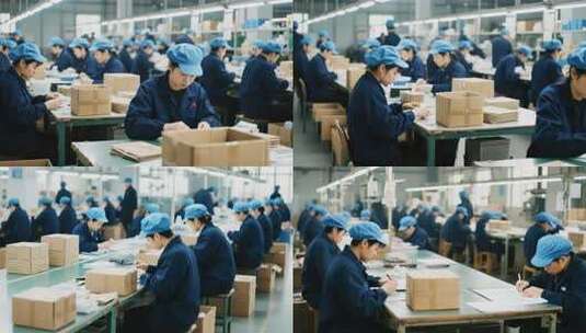 工厂工人流水线作业场景高清在线视频素材下载
