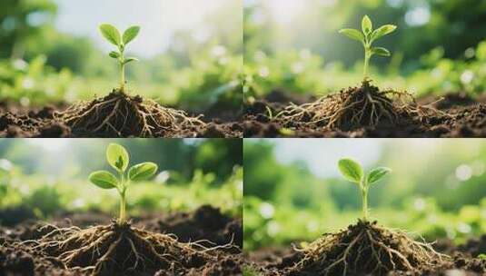 破土而出的绿色植物幼苗高清在线视频素材下载