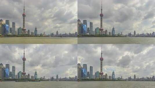 上海浦东新区陆家嘴黄浦江游轮游船延时高清在线视频素材下载