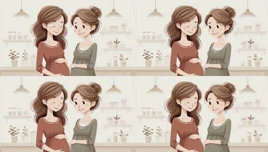 爱与期待两位母亲共同迎接新生命高清在线视频素材下载