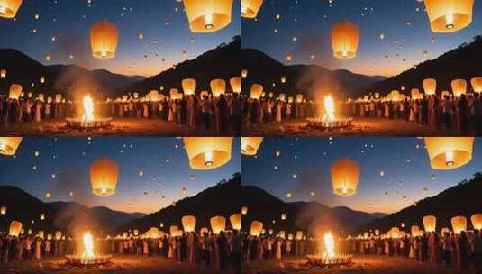 放飞孔明灯手工艺品许愿灯祈福4K高清在线视频素材下载