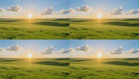 草原上升起不落的太阳4K高清在线视频素材下载