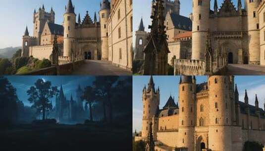 欧洲中世纪哥特城堡宫殿高清在线视频素材下载