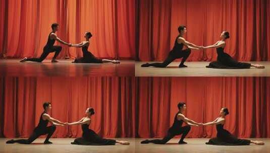 舞台上双人芭蕾舞动作画面高清在线视频素材下载