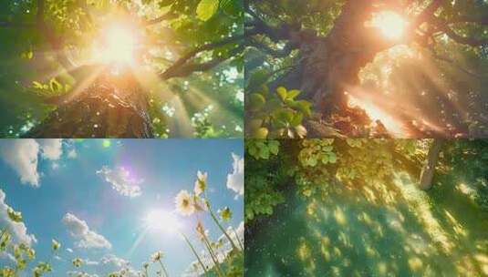 夏天风景风光ai素材原创树叶阳光高清在线视频素材下载