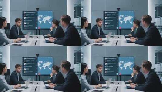 商务人士会议室视频会议场景高清在线视频素材下载