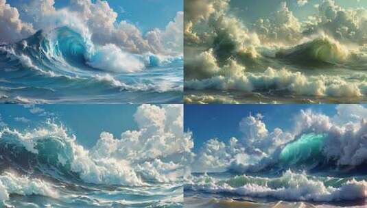 汹涌大海海浪景观高清在线视频素材下载