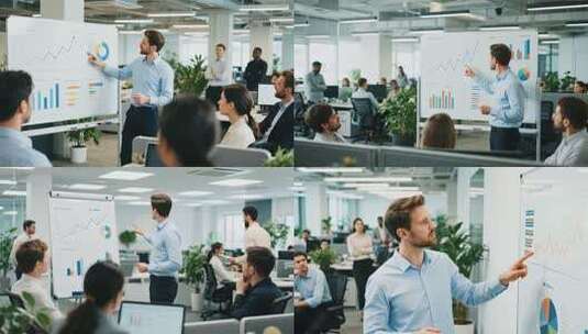 办公室内商务人士汇报讲解高清在线视频素材下载