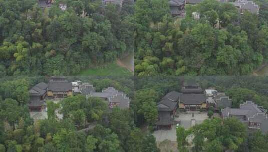 俯瞰树林中的中式建筑高清在线视频素材下载