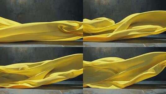 黄色布料飘动素材高清在线视频素材下载