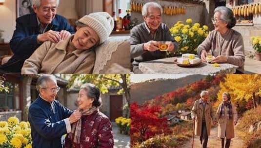 重阳节老人 传统节日 幸福老年生活高清在线视频素材下载