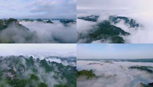 大自然雨季森林云雾缭绕瀑布溪流热带雨林高清在线视频素材下载