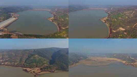 航拍黄土高原上的水土流失保护高清在线视频素材下载