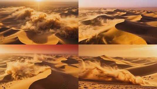 航拍 沙漠 风沙 大气震撼合集4K高清在线视频素材下载
