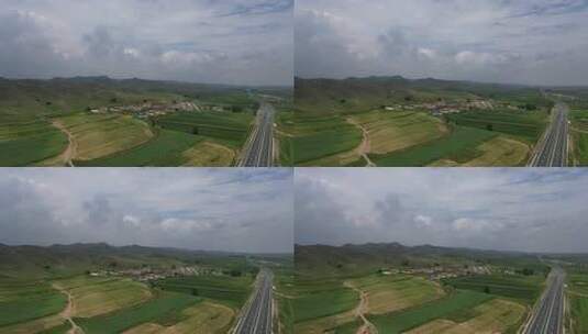 乡村田野公路航拍全景高清在线视频素材下载