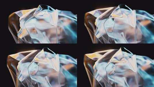 流动的多层彩色透明布料曲面三维渲染高清在线视频素材下载