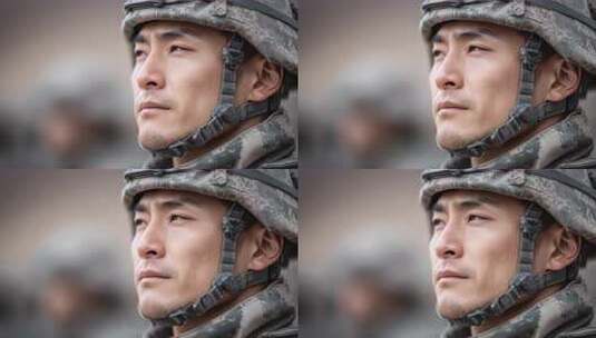亚洲士兵目光坚毅保家卫国高清在线视频素材下载