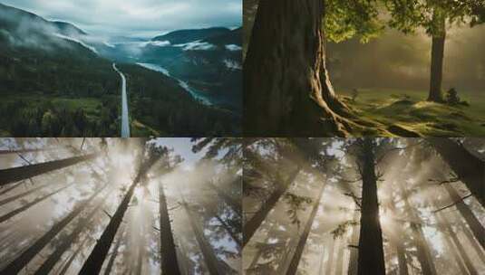 森林树林阳光航拍ai素材原创高清在线视频素材下载