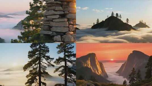 云海日出山峰壮丽景色合集高清在线视频素材下载