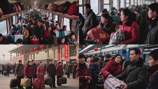 火车车厢内乘客与行李景象高清在线视频素材下载