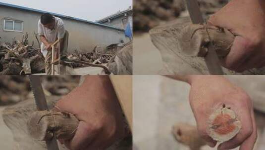 木工木匠锯木头挑木料高清在线视频素材下载