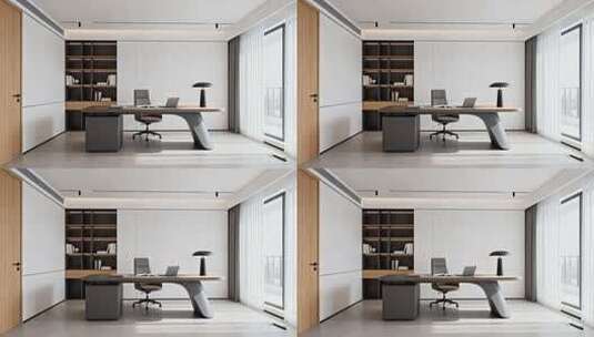 现代风格办公书房室内场景高清在线视频素材下载