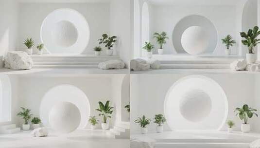 白色极简室内空间场景高清在线视频素材下载