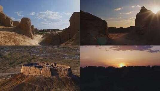 乌兹别克斯坦航拍日落自然风光景象高清在线视频素材下载