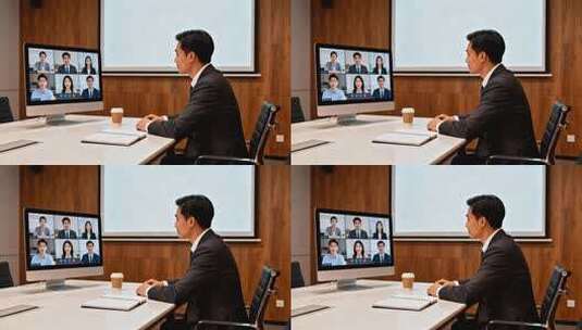 商务人士进行视频会议高清在线视频素材下载