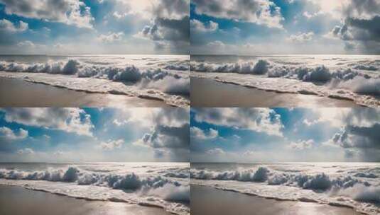 海浪拍打沙滩自然风光高清在线视频素材下载