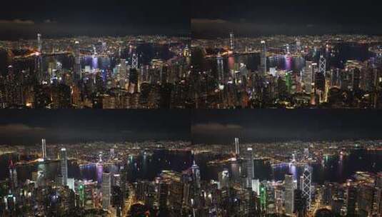 香港维多利亚港夜景航拍高清在线视频素材下载