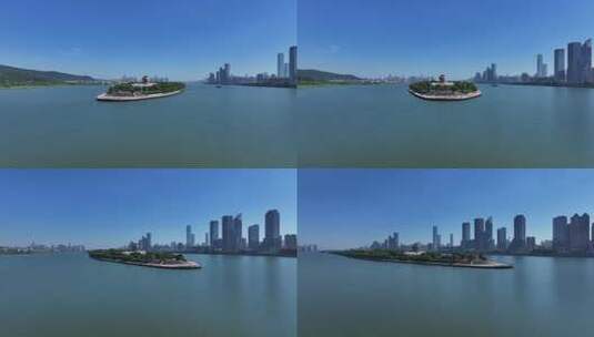 长沙橘子洲景区橘子洲大气航拍高清在线视频素材下载