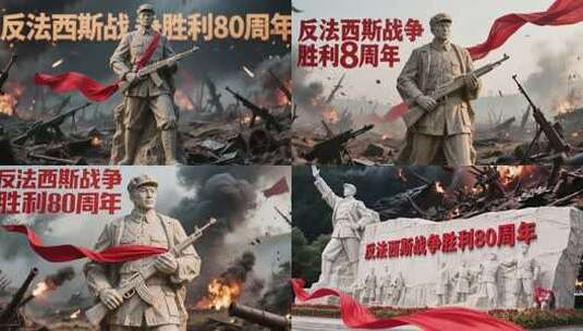 反法西斯胜利80周年战士雕像高清在线视频素材下载