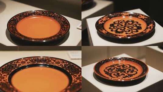 古色花纹圆盘特写高清在线视频素材下载