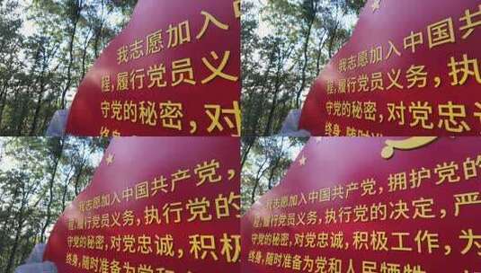 入党宣誓党建红色旗帜高清在线视频素材下载