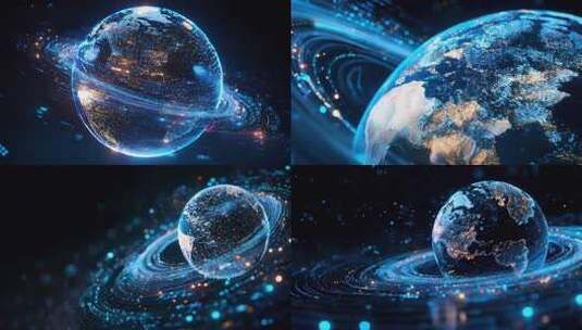 蓝色科技地球互联网AI时代高清在线视频素材下载